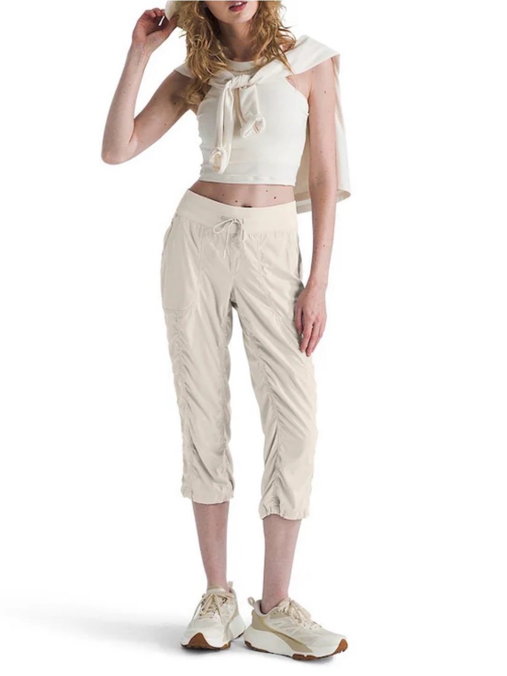 The North Face Aphrodite Capri Jogger Pants Beige Tan Hiking Travel Athleisure S